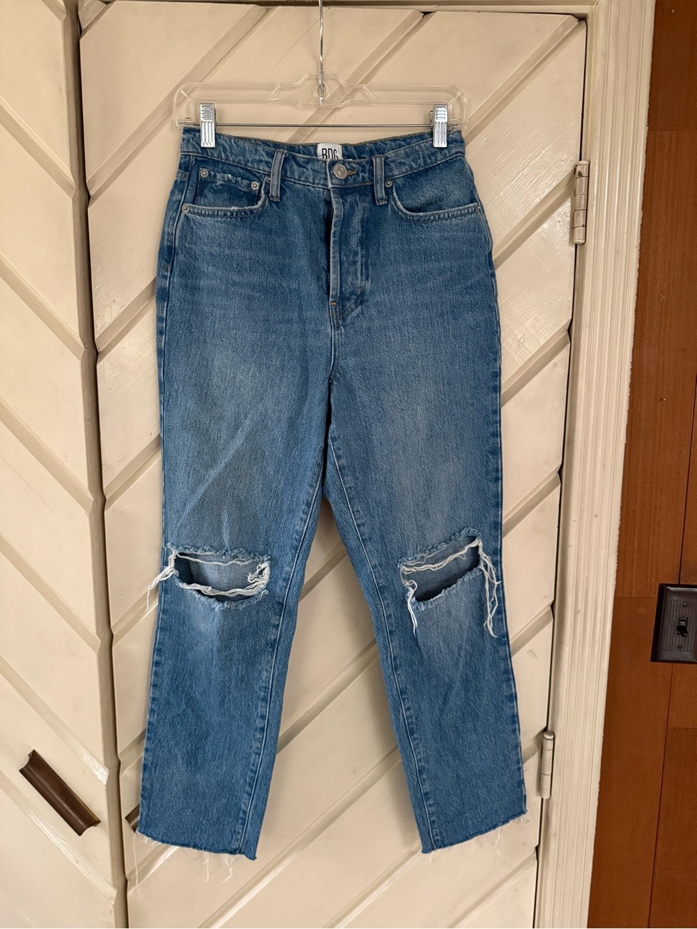 BDG Distressed Straight-Leg Blue Jeans